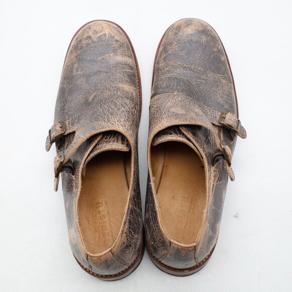 Bed Stu Panza Men's 13 Distressed Brown Leather Double Monk Strap Casual Dress - Picture 9 of 10